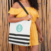 Monogram zwart en Aqua Nautical Anchor Tote Bag