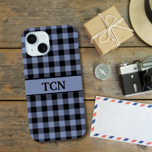 Monogram zwart en blauw geruit, Buffalo Plaid iPhone 15 Case