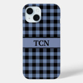 Monogram zwart en blauw geruit, Buffalo Plaid Case-Mate iPhone Case (Achterkant)