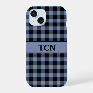 Monogram zwart en blauw geruit, Buffalo Plaid iPhone 15 Case