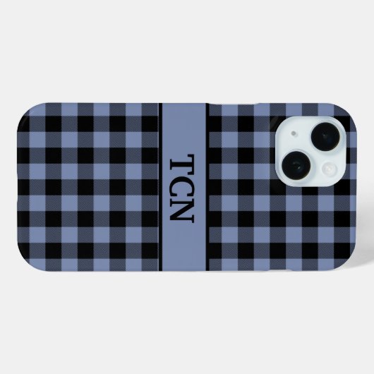 Monogram zwart en blauw speldenstang, buffelstang Case-Mate iPhone case (Achterkant (horizontaal))