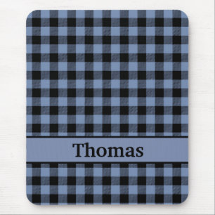 Monogram zwart en blauw speldenstang, buffelstang muismat