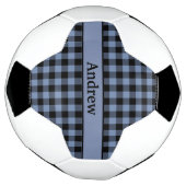 Monogram zwart en blauw speldenstang, buffelstang voetbal (Gedraaid)