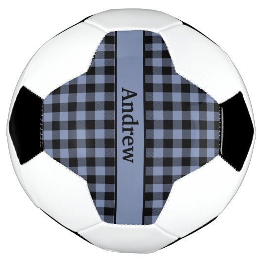 Monogram zwart en blauw speldenstang, buffelstang voetbal (Gedraaid)