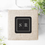 Monogram zwart en Ecru Wedding Vierkante Sticker<br><div class="desc">Klassieke en elegante trouwmonogram stickers zijn perfect voor het verzegelen van je uitnodigingsenveloppen,  gunsten en meer. Het grafische en eenvoudige ontwerp in zwart en roomivoor is voorzien van uw initialen,  monogram of duogram,  omgeven door een dunne geometrische grens. Ontworpen om te coördineren met ons Timeless bruiloft collectie in Ecru.</div>