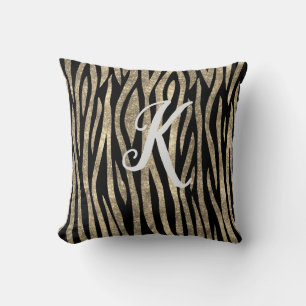 Monogram zwart en Glitter Zebra afdrukken Kussen