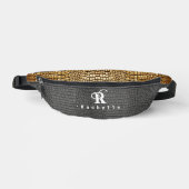 Monogram Zwart en Goud Faux Snake Skin Heuptasje (Voorkant)