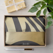 Monogram zwart en goud gestreept zebra patroon tissuepapier (Geschenk)