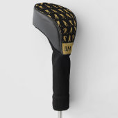 Monogram zwart en goud hockey thema golfheadcover (Schuin)