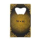 Monogram zwart en goud met decoratieve elementen creditkaart flessenopener (Achterkant)