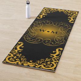 Monogram zwart en goud met decoratieve elementen yogamat