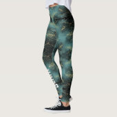 Monogram Zwart en Goud Patroon op Blauw | Leggings (Links)