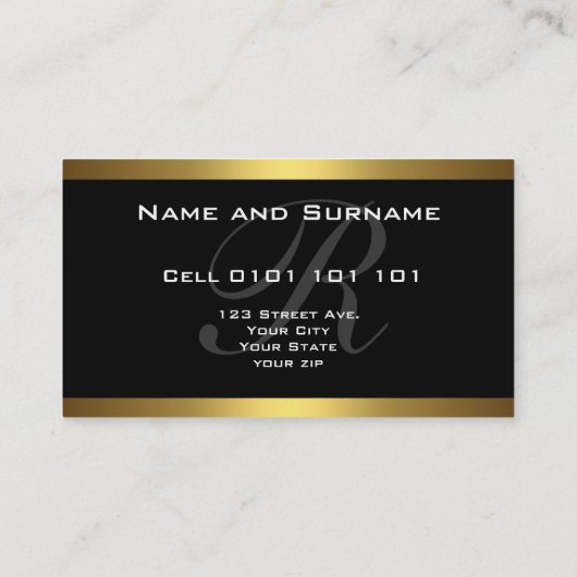 Monogram zwart en goud Visitekaartjes (Achterkant)