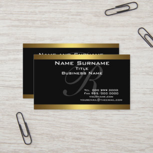 Monogram Zwart en Goud Zakelijke Kaarten Visitekaartje