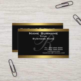 Monogram Zwart en Goud Zakelijke Kaarten Visitekaartje