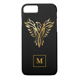 Monogram zwart en gouden Phoenix-rijst iPhone 8/7 Hoesje