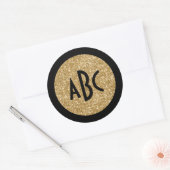 Monogram zwart en goudfilter ronde sticker (Envelop)