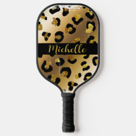 Monogram zwart en goudluipaard voor afdrukken pickleball paddle
