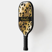 Monogram zwart en goudluipaard voor afdrukken pickleball paddle (Links)