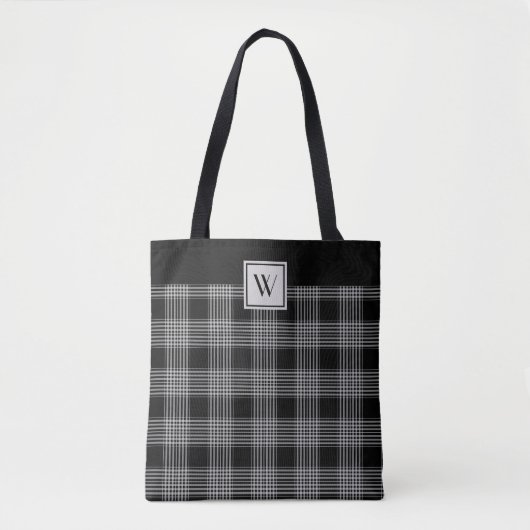 Monogram zwart en grijs geruite patroon tote bag (Voorkant)