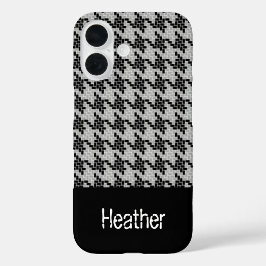 Monogram zwart en grijs houndstooth patroon Case-Mate iPhone case (Achterkant)