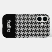 Monogram zwart en grijs houndstooth patroon Case-Mate iPhone case (Achterkant (horizontaal))