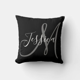 Monogram zwart en grijs Modern Kussen