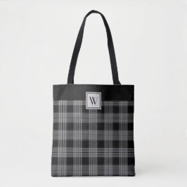 Monogram zwart en grijs ruitpatroon tote bag