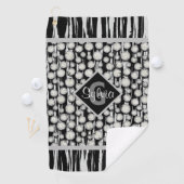 Monogram zwart en grijze pols gestreept golfhanddoek (Insitu)