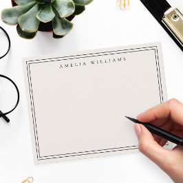Monogram Zwart en Ivoor Minimalistische Dubbele Ra Notitiekaartje