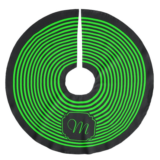 Monogram zwart en limoen groen gestreept kerstboom rok (Voorkant)