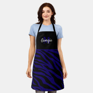 Monogram Zwart en Marineblauw Zebra Strepen Schort