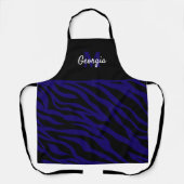 Monogram Zwart en Marineblauw Zebra Strepen Schort (Voorkant)