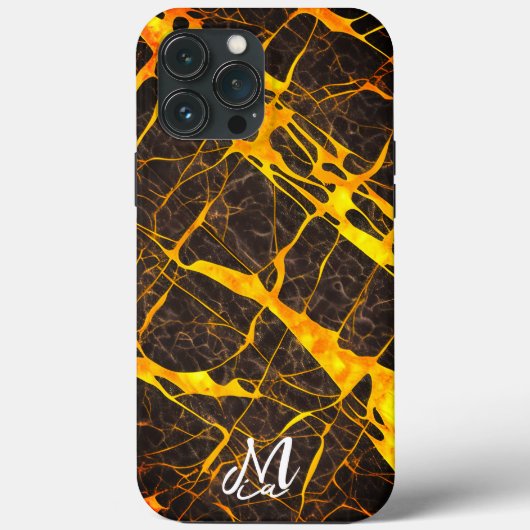 Monogram Zwart en ondiep hoesje iphone13 pro max (Achterkant)