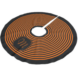 Monogram zwart en oranje gestreept kerstboom rok