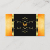 Monogram zwart en Oranje Glitter Golden Ornamenten Visitekaartje (Voorkant)