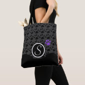 Monogram zwart en Paars afdrukken Tote Bag (Dichtbij)
