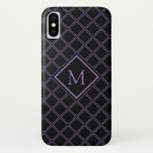 Monogram zwart en Paars diamantpatroon Case-Mate iPhone Case (Achterkant)