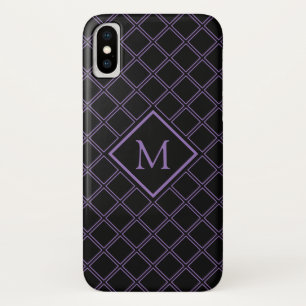 Monogram zwart en Paars diamantpatroon Case-Mate iPhone Case