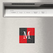 Monogram Zwart en Rood Blok Ontwerp 2 Inch Magneet (Insitu (Vaatwasser))