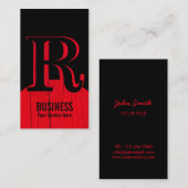 Monogram zwart en rood visitekaartje (Voorkant / Achterkant)