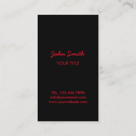 Monogram zwart en rood visitekaartje (Achterkant)