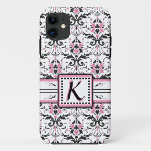 Monogram zwart en roze Damask Case-Mate iPhone Case