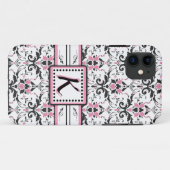 Monogram zwart en roze Damask Case-Mate iPhone Case (Achterkant (horizontaal))