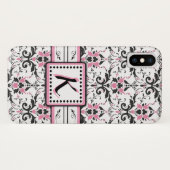 Monogram zwart en roze Damask Case-Mate iPhone Case (Achterkant (horizontaal))
