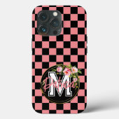 Monogram zwart en ROZE Geruite Bloem Case-Mate iPhone Case (Achterkant)