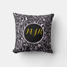 Monogram zwart en roze marmer Abstract patroon