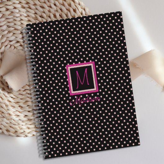 Monogram zwart en roze poka Dot Trendy Planner