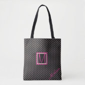 Monogram zwart en roze poka Dot Trendy Tote Bag (Voorkant)