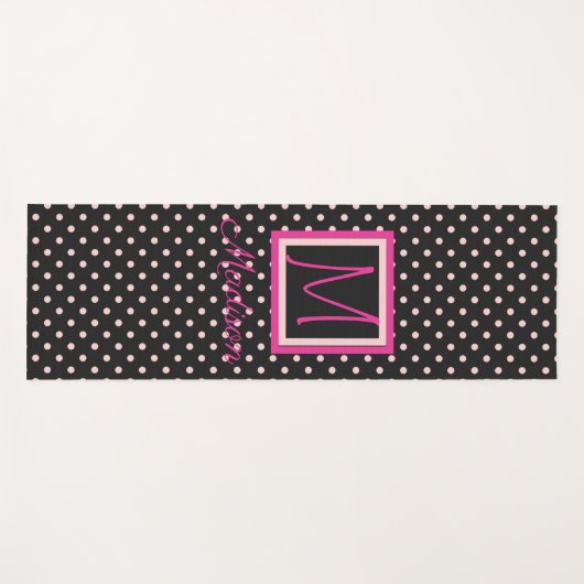 Monogram zwart en roze poka Dot Trendy Yogamat (Voorkant (horizontaal))